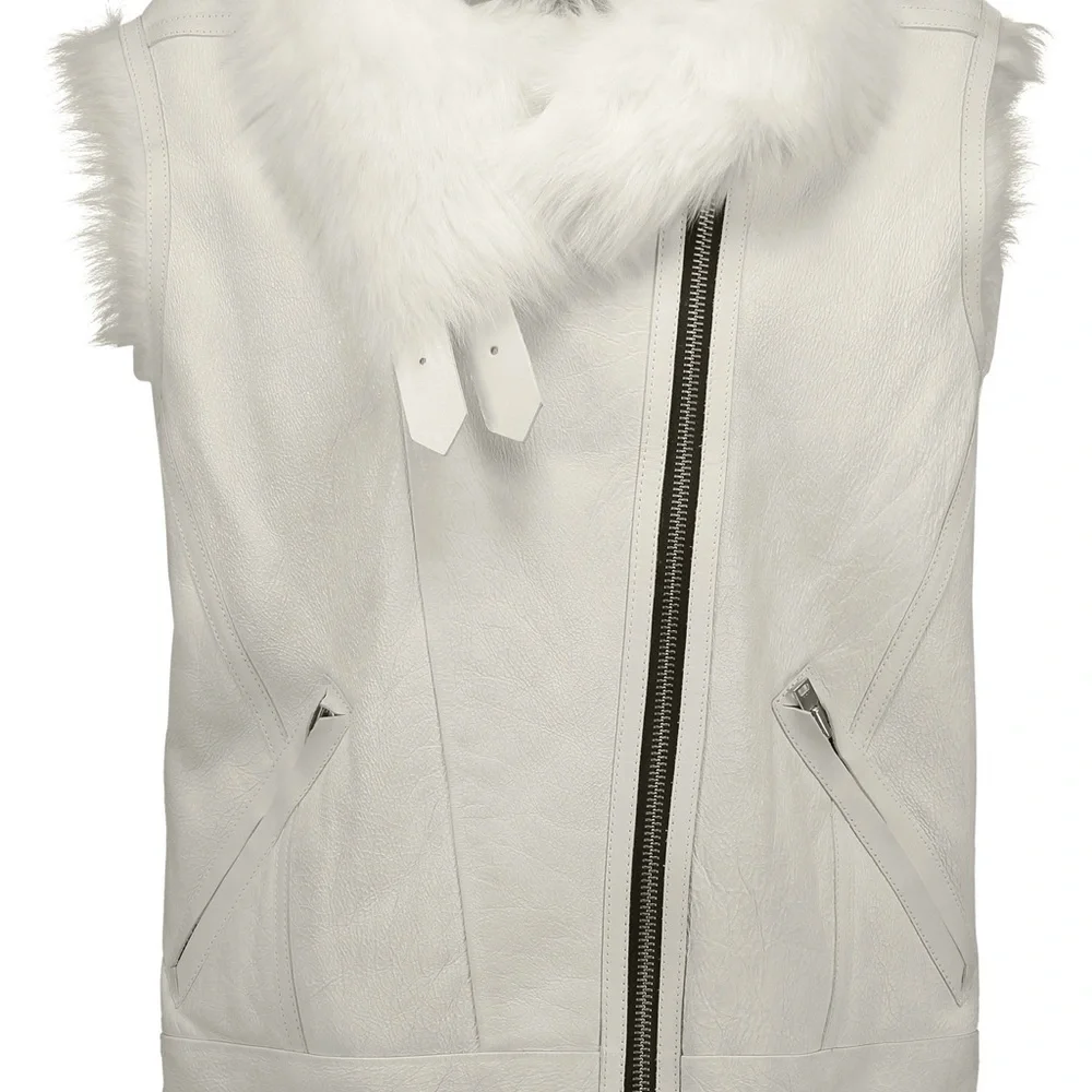 IRA COURTNEY LEATHER SHEARLING MOTO VEST - Picture 4 of 5